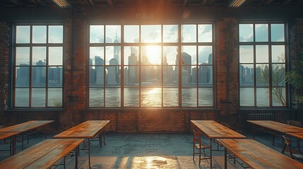 Canvas Print - Cityscape View from a Loft