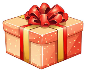 Sticker - PNG Christmas cartoon gift box white background.