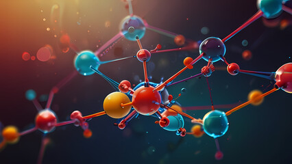 Wall Mural - Dynamic molecular structure in an abstract, multi-layered background