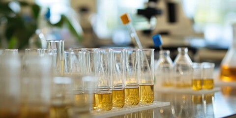 Poster - Scientific research tools, including test tubes and laboratory equipment, used for advancing medical studies.