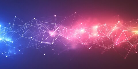 Poster - Polygonal abstract space with connected dots and lines, suitable for a technology or science background.