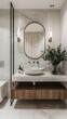 © Wix - Modern bathroom interior with marble vanity and sink