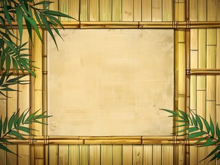 Wall Mural - Bamboo Frame with Blank Paper