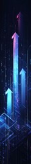 Poster - Digital illustration of upward trending graph with glowing arrows representing growth and success