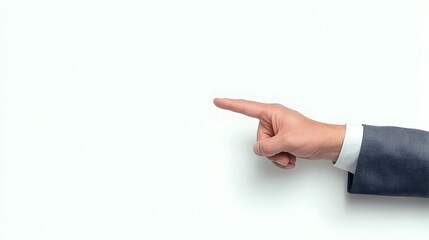 Poster - Businessman Gesturing Towards Invisible Interactive Screen on White Background