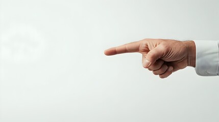 Poster - Businessman s Pointing Gesture Interacting with Invisible Digital Screen on White Background