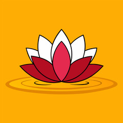 Wall Mural - lotus flower in pond, vector illustration cartoon