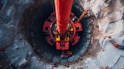 Poster - Close up View of Drilling Machine Penetrating Rock Layers in Chinese Ultra Deep Borehole Project