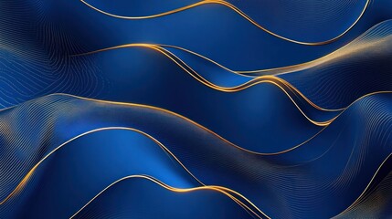 Wall Mural - Abstract Gold and Blue Waves