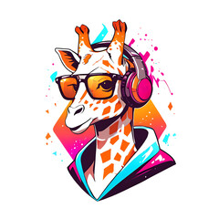 Poster - Cool Giraffe with Headphones