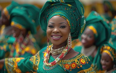 Joyous moments: celebrations lifestyle, happy Nigerian independence day, capturing of national pride with lively festivities, traditional activities, community unity in colorful, spirited display