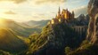 © creativeideh - Majestic Castle on a Mountaintop at Sunset