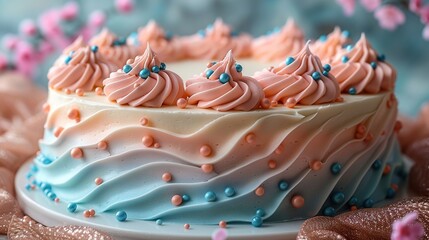 Wall Mural - Delicious Pink and Blue Swirl Cake