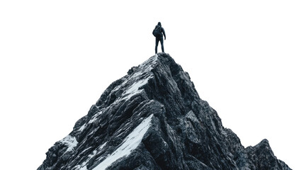 man on top of a mountain on a transparent background