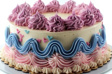 Wall Mural - Delicate pink and blue frosted cake