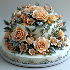 Canvas Print - Delicate Floral Wedding Cake