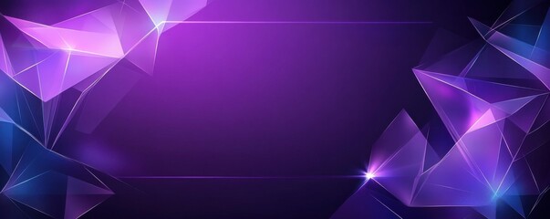 Poster - Abstract geometric shapes on a purple and blue background with glowing effects and futuristic design