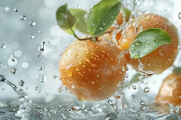 Sticker - Water Splashing on a Fresh Orange