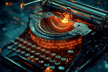 Poster - a classic typewriter font on a digital document, illustrating the fusion of old typography with mode