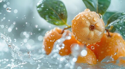 Canvas Print - Water Splashing On Oranges