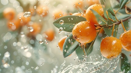 Sticker - Water Droplets on Orange Berries