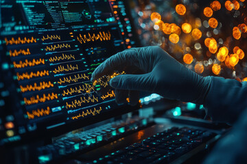 Poster - a close-up of a medical researcher analyzing viral rna on a laboratory workstation, showcasing the s