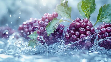 Sticker - Fresh Berries Splashing in Water