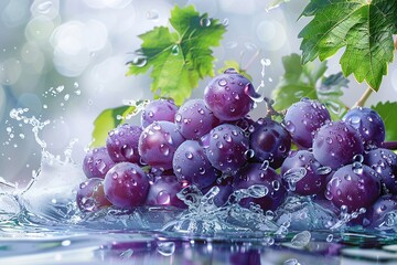 Poster - Fresh Grapes Splashing in Water