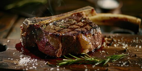 Canvas Print - Bone-in Ribeye Steak Trimmed to Resemble a Tomahawk Cut