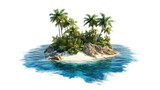 tropical island on a transparent background