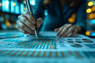 Poster - an economist evaluating market trends and economic indicators, preparing detailed reports and foreca