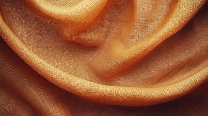 Abstract Texture of Golden Fabric Draped in Soft Folds