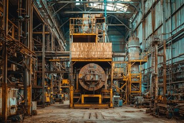 Wall Mural - Rusty Industrial Machine in an Abandoned Factory