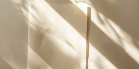 Poster - Blank paper mockup with natural light and subtle overlay shadows in soft beige hues