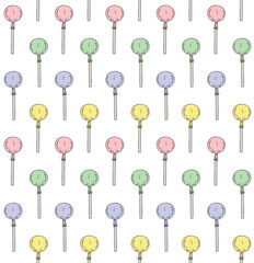 Wall Mural - Vector seamless pattern of different color hand drawn sketch doodle lollipop isolated on white background