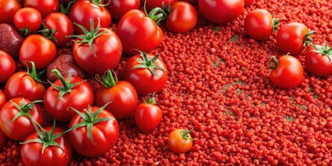 Wall Mural - Rich and vibrant tomato pulp perfect for homemade sauces and soups, fresh, ripe, red, tomato, pulp, ingredient, organic