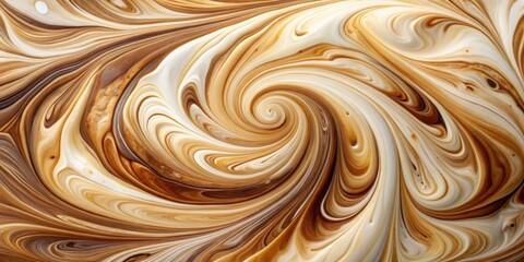 Cream and coffee swirls creating a marbled effect , organic, artful, abstract, mixing, texture, food photography