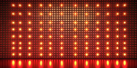 abstract glowing red led wall with bright light bulbs abstract background , abstract, glowing, red, 