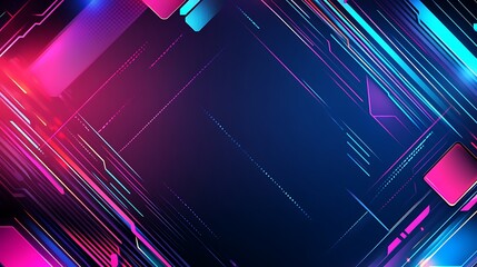 Aufkleber - Abstract Futuristic Background with Neon Lines and Shapes