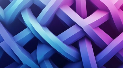 Aufkleber - Abstract intertwined geometric pattern with blue and pink gradient, 3d illustration. Modern art and design concept