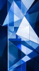 Poster - Abstract geometric blue glass shapes with reflections, modern art concept