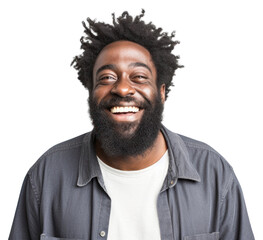 Sticker - PNG  Black man portrait cheerful beard.