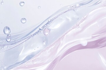 Hyaluronic acid serum texture. Beauty skin care liquid gel background. Clear cosmetic cream with bubbles closeup , ai