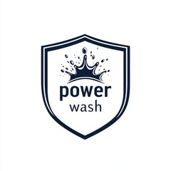 Logo design featuring a crown and water splashes for a power washing service.