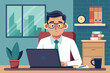 © pikshine - Busy middle aged business man executive wearing shirt and glasses sitting at desk using laptop. Mature serious professional businessman manager working looking at computer technology in office.