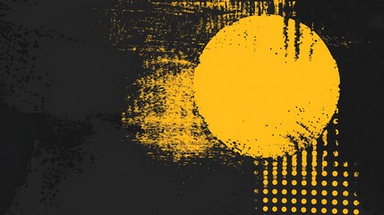 Wall Mural - Abstract Background with Yellow Circles and Black Splashes