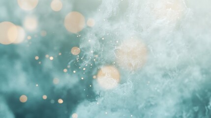 Poster - A delicate blend of soft clouds and light creates a tranquil, ethereal effect with shimmering highlights and a calming ambiance