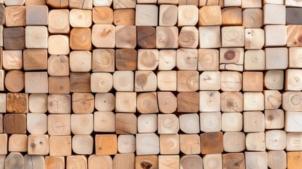 Poster - The wooden block pattern features a mix of light and dark shades, highlighting natural wood grain variations and textures