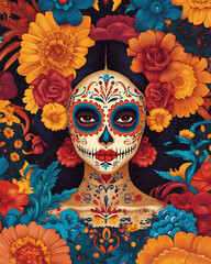 A beautifully designed Dia de Los Muertos