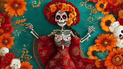 Wall Mural - A beautifully designed Dia de Los Muertos